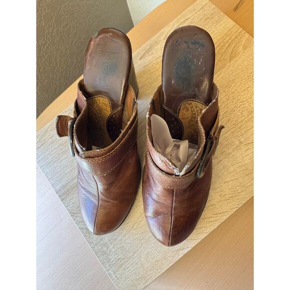BOC Brown Leather Heeled Mules - Size 8 - Picture 2 of 10